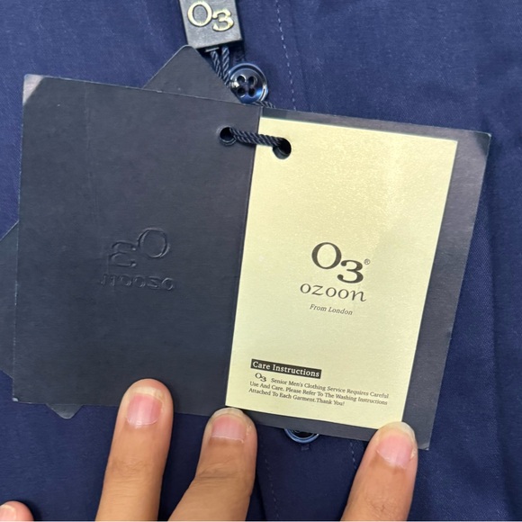 NEW O3 zoom from London Shirt Men's Button Up Long Sleeve blue Size : L - Picture 5 of 9